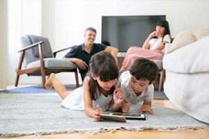 Young kids on tablet