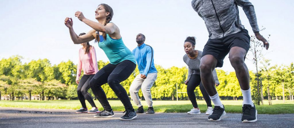 People exercising outside