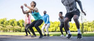 People exercising outside