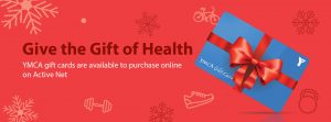 Gift of Health, blue gift card on red background