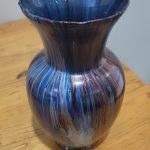 Copper Blue oil painted vase